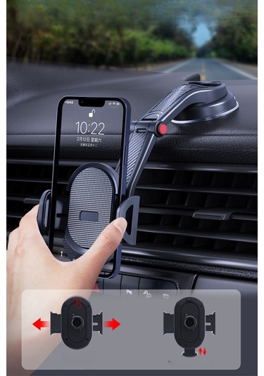 Ams Net Güçlü Vantuzlu Araç İçi Konsol Üstü Telefon Tutucu Aparat Siyah