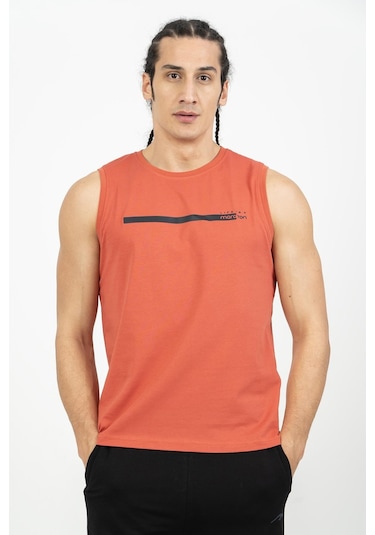 Maraton Sportswear Regular Erkek Bisiklet Yaka Kolsuz Basic Kiremit Atlet 21723-Kiremit