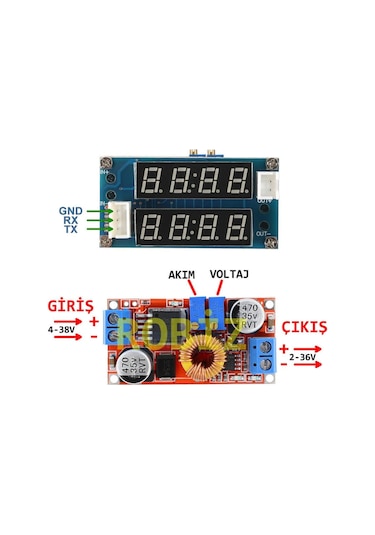 Xl4015 Ayarlanabilir Voltaj Ve Akım Kontröllü Güç Kaynağı Voltmetre Ampermetre Göstergeli Step-down