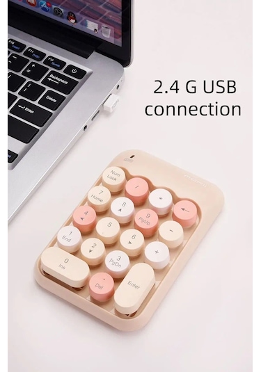 Renkli Daktilo Tarzı Vintage Kablosuz Wıreless Numeric Keypad 18 Tuşlu Sayısal Klavye Numpad