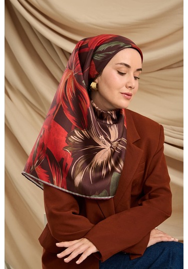 Silk Home Twill İpek Eşarp 11480-42 Mürdüm, Yeşil, Kırmızı, Pudra, Çağla