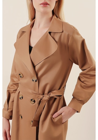 Bigdart 5853 Kruvaze Yaka Trençkot - Taba 001