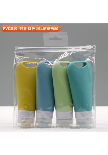 Fosenze 2022 Pratik Seyahat Silikon Kaplı Losyon Şişesi Ve Krem Kutusu Seti, 90ml Açık Mavi Açık Mavi