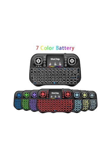 Maiyame Projeksiyon Wechip İ10 2.4ghz Kablosuz Klavye 7 Renk Arkadan Aydınlatmalı Mini Klavye Dokunmatik Y Siyah