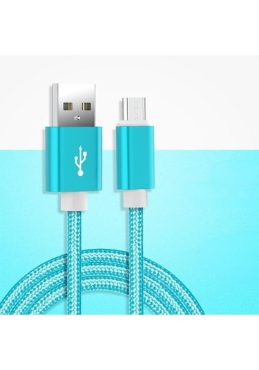 Mavi İos Uyumlu, Type-c Ve Mikro Usb İçin Ekstra Uzun 10ft Naylon Örgülü Usb Şarj Kablosu, Dayanıklı Ve Hızlı Şarj 1.5m Type-c