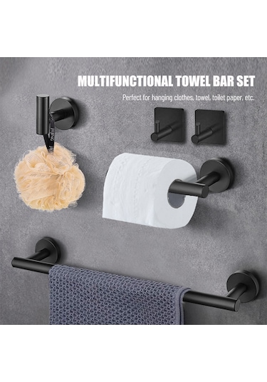 Parça Banyo Donanım Aks. Seti Havlu Çubuğu Bornoz Kancaları Tuvalet Kağıdı Tut Paslanmaz Çelik Duvara Banyo-bornoz Askısı 58688256 Siyah Parça Banyo Donanım Aks. Seti Havlu Çubuğu Bornoz Kancaları Tuvalet Kağıdı Tut Paslanmaz Çelik Duvara Banyo-bornoz Askısı 58688256 Siyah