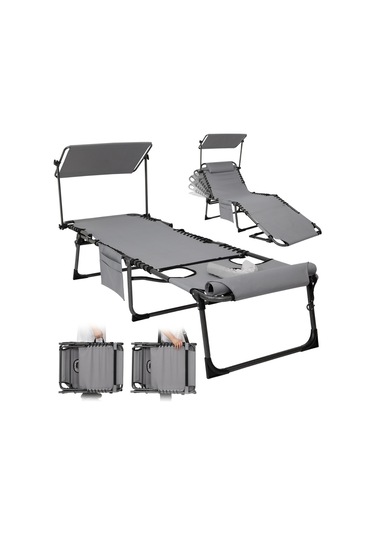 Kingcamp Magnolia B10 Plus Hands-free Premium 7 Kademeli Katlanır Şezlong Grey Gri