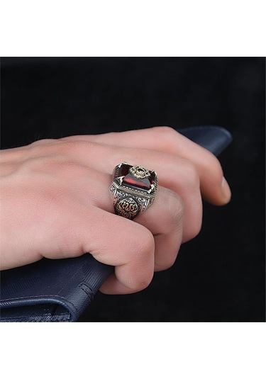 Kırmızı Zirkon Taşlı 925 Gümüş Yüzük