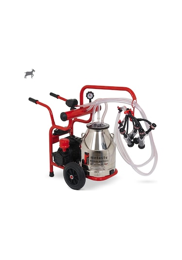 Melasty Junior İkili Keçi Süt Sağma Makinesi Paslanmaz Güğüm - Kauçuk Memelik Junior Yağlı Pompa