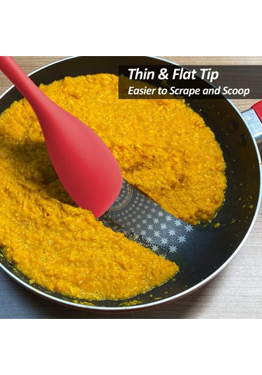 Silikon Spatula Kaşık Seti, Isıya Dayanıklı Kauçuk Kaşık, Ahşap