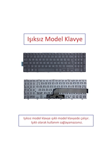 Siyah-ışıksız, Notebook Klavye - Inspiron 3558 Type 7s69d82 Muadili İle Uyumlu