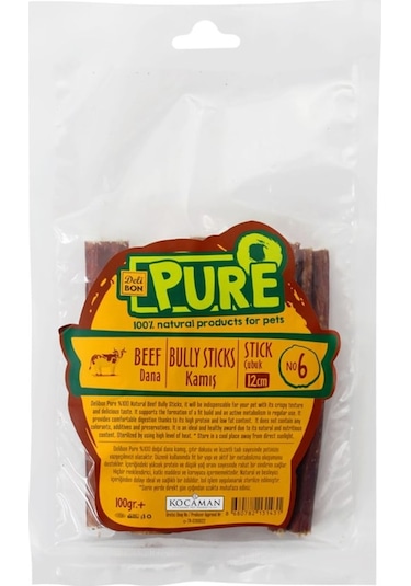 Delibon Pure Köpek için Dana Kurutulmuş Kamış 12 CM 100 G