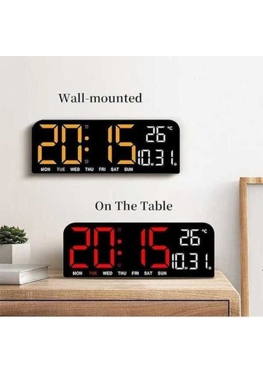 Trendooze Zamanlama Tarih Sıcaklık Sayım Saati Saat Mavi Mavi Led Hafta Geri Duvar Dijital Çalar Büyük Alarm 9 2 12/24h Xk Mavi
