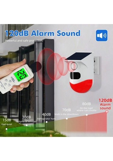 Mufunye Tuya Wifi Güneş Enerjili Kablosuz Kızılötesi Hareket Sensörü Dedektörü Strobe Siren 120db Alarm Su Geçirmez Pır Sensörü