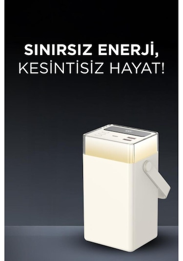 1061 60.000 Mah Type-c Lightning 22,5 W Hızlı Şarj Rgb Led Işıklı Powerbank Siyah Beyaz