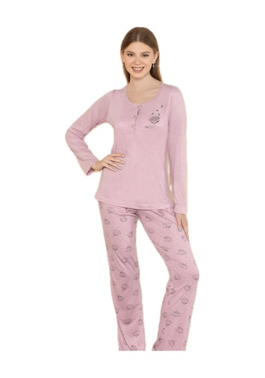 Alperi 790-06 Kadın Yuvarlak Yaka Uzun Kol Pijama Takım 001