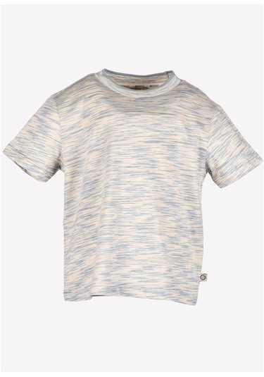 Erkek Çocuk Çizgili Organik Yazlık T-Shirt Mavi