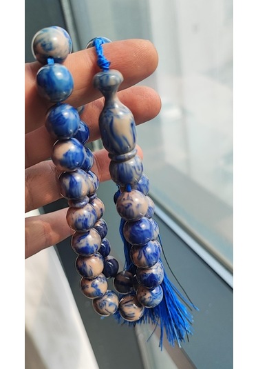 Katalin Mavi-krem Damarlı Küre Model Tesbih