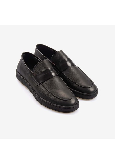 Mocassini Gold Hakiki Deri Erkek Günlük Ayakkabı 7651 Siyah Buffalo