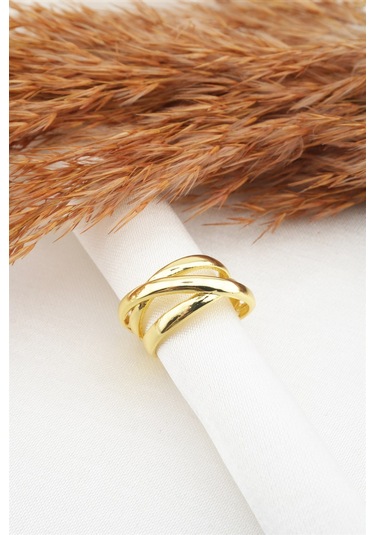 Kadın Özel Tasarım Ayarlanabilir Numarasız Zirkon Yüzük Altın-Tek Ebat N11.4107