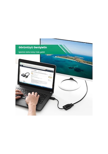 Ugreen Displayport Erkek - Vga Dişi Görüntü Dönüştürücü, Siyah, 20415