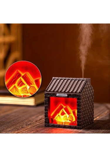 Techbloom 1 Adet Mini Ev Şekilli Nemlendirici Ve Masa Lambası Cream Color Usb İle Çalışan Taşınabilir Hava Nemlendirici Yatak Odası Oturma Odası Ofis Dekorasyonu Için Ahşap