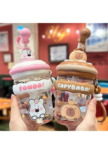 Wangxi Su Bardağı Gri 550 Ml Shake Bardağı Ilkbahar Yaz 2025 Yeni Sevimli Pipetli Buyuk Kapasiteli Isiya Dayanikli Karistirma Kupasi Gri 550 Ml Shake Bardağı