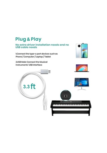 Wondernest Usb-c Mıdı Kablosu, C Tipi Arayüz 2.0 - Meloaudio Lichen Uyumlu