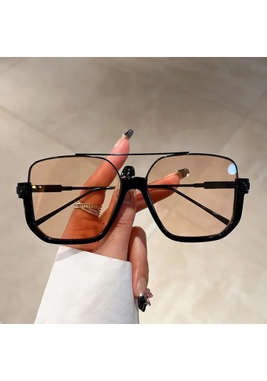 Rpxbguckarhg Vintage Büyük Boy Güneş Gözlüğü - Uv400 Kare Tonları, Moda Erkek Ve Kadıngreen51gri Gri