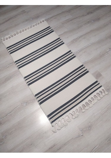 Tarz Wool 20-001 Siyah Bej-siyah Yün Dokuma Kilim 110 x 170 CM