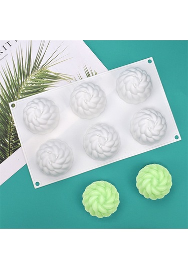 Mousse Kek Kalıbı 6 Santa Ana Çiçekli Silikon Kalıp Dıy Çikolata Beyaz