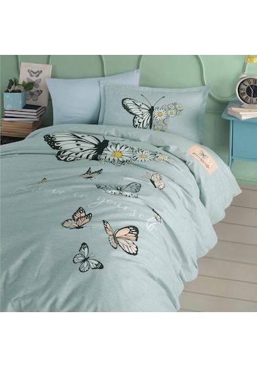 Clasy Ranforce Nevresim Takımı Tek Kişilik Daisy Love V1 Mint