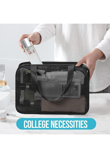 Mufunye Büyük Boy Siyah Taşınabilir Duş Ve Spor Gereçleri Çantası - Kişisel Bakım, Yurt Odası, Spor Salonu İçin Organizasyon Çözümü Siyah