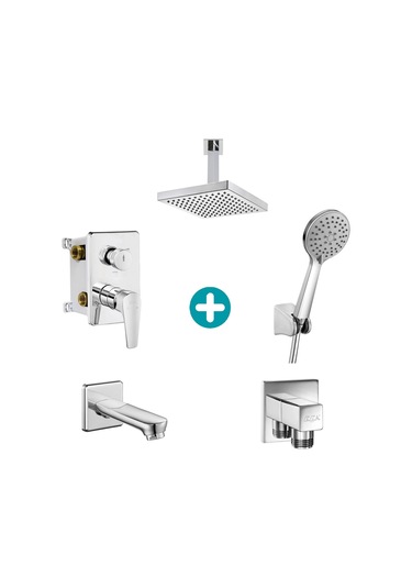 Eca Niobe Ankastre Gömme Banyo Bataryası Duş Seti Tüm Parçalar Dahil Tavandan Krom