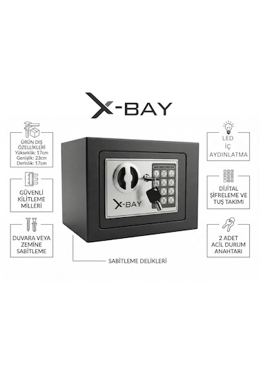 X-bay Xb-1700 Dijital Çelik Kasa Mini Boy