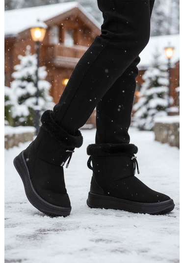 Aspor Siyah Kürklü Kadın Düz Bot Çok Renkli