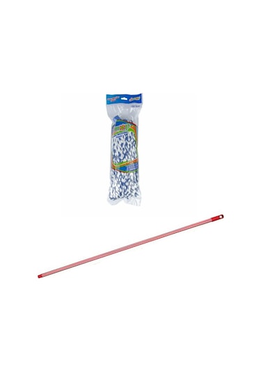 Elmop Pm03 Yedek Pamuklu Mikrofiber Islak Vidalı Mop Takımı Beyaz - Mavi