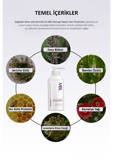 Mbl Saç Onarıcı Maske Kırılma Karşıtı, Nemlendirici, Güçlendirici Bakım 500ml