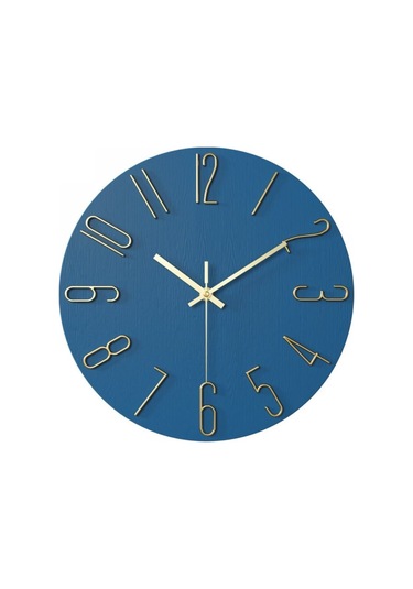Mavi Altın Harfli Duvar Saati 30cm B Diğer