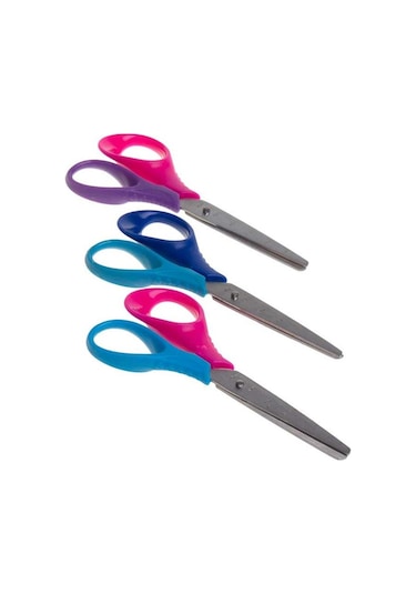 Puti Çift Renkli Cetvelli Okul Makası