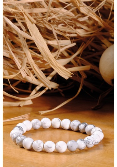 Ssilhoutte Doğaltaş Sertifikalı Havlit Taşı Diş Sağlığı Ve Stres Bilekliği Hediye Bileklik Doğaltaş Bileklik Beyaz