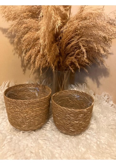 2li Hasır Silindir Saksılık Küçük Boylar