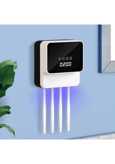 Geeksen Uv Diş Fırçası Dezenfektörü, Duvara Monte Usb Şarjlı Zamanlayıcılı Banyo Organizer Beyaz