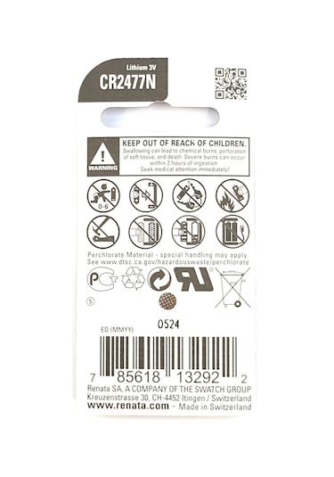 Renata Cr2477N 3 V. Lithium Cihaz Pili