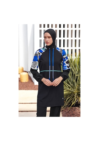 Spor Likra Tam Kapalı Tesettür Mayo 1225 Siyah11 Siyah11