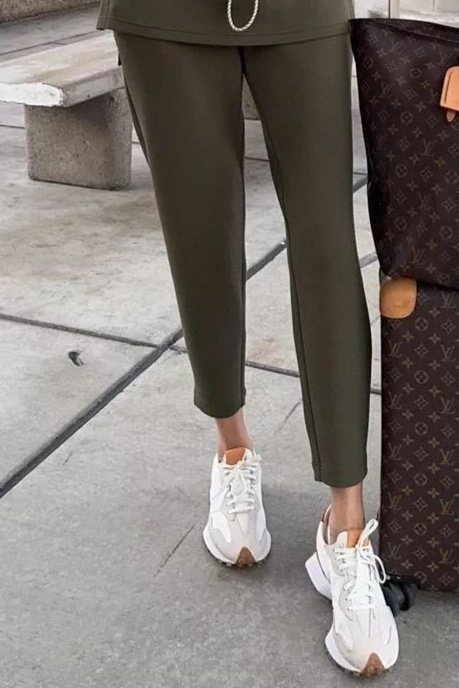 Tua Moda Kadın Uzun Kollu Balıkçı Yaka Belden Lastikli Modal Bluz Ve Pantolon Ikili Takım Yeşil