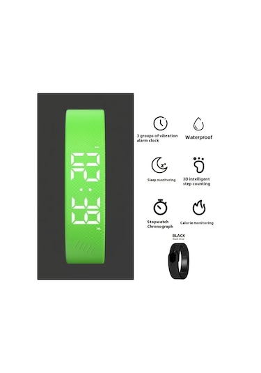 Primepickings 2025 Unisex Basit 's/'s Elektronik Saat Usb Şarj Işıklı Adımsayar Hediye Green Diğer