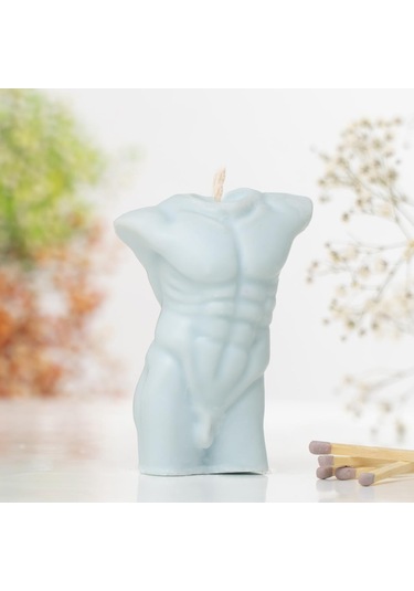 Men Body Temalı Vegan Soya Mum Mavi