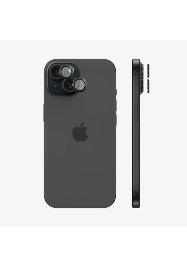 Safeus Safir Temperli Kamera Lens Koruyucu Apple Uyumlu iPhone 15 Plus Ve İle Siyah