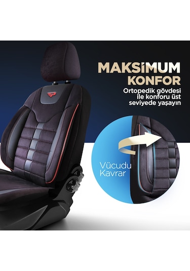 Panda Toronto Serisi Süet Kumaş Oto Koltuk Kılıfı - Tam Set